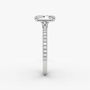 Radiant Cut - Pave Band - Classic Engagement Ring- 14 K Gold