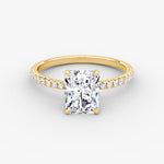 Load image into Gallery viewer, Radiant Cut - Pave Band - Classic Engagement Ring- 18 K Gold
