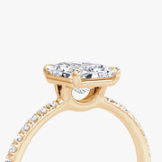 Radiant Cut - Pave Band - Classic Engagement Ring- 14 K Gold