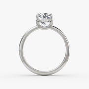 Cushion Cut - Plain Band - Classic Engagement Ring- 14 K Gold