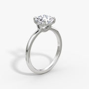 Cushion Cut - Plain Band - Classic Engagement Ring- 14 K Gold
