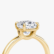 Cushion Cut - Plain Band - Classic Engagement Ring- 14 K Gold