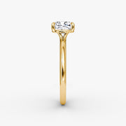 Cushion Cut - Plain Band - Classic Engagement Ring- 14 K Gold