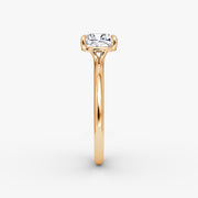 Cushion Cut - Plain Band - Classic Engagement Ring- 14 K Gold