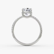 Cushion Cut - Pave Band - Classic Engagement Ring- 14 K Gold