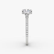 Cushion Cut - Pave Band - Classic Engagement Ring- 14 K Gold