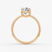 Cushion Cut - Pave Band - Classic Engagement Ring- 14 K Gold