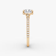 Cushion Cut - Pave Band - Classic Engagement Ring- 14 K Gold