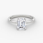 Load image into Gallery viewer, Emerald Cut - Plain Band - Classic Engagement Ring- 14 K Gold
