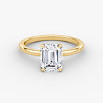 Load image into Gallery viewer, Emerald Cut - Plain Band - Classic Engagement Ring- 14 K Gold
