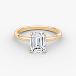 Load image into Gallery viewer, Emerald Cut - Plain Band - Classic Engagement Ring- 14 K Gold
