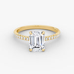Load image into Gallery viewer, Emerald Cut - Pave Band - Classic Engagement Ring- 14 K Gold
