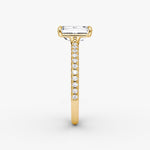 Load image into Gallery viewer, Emerald Cut - Pave Band - Classic Engagement Ring- 14 K Gold
