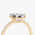 Load image into Gallery viewer, Emerald Cut - Pave Band - Classic Engagement Ring- 14 K Gold
