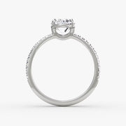 Oval Cut - Pave Band - Classic Engagement Ring- 14 K Gold