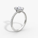 Load image into Gallery viewer, Oval Cut - Pave Band - Classic Engagement Ring- 14 K Gold
