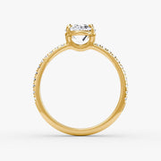 Oval Cut - Pave Band - Classic Engagement Ring- 14 K Gold