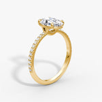 Load image into Gallery viewer, Oval Cut - Pave Band - Classic Engagement Ring- 14 K Gold

