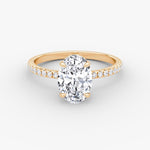 Load image into Gallery viewer, Oval Cut - Pave Band - Classic Engagement Ring- 14 K Gold
