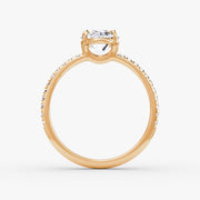 Oval Cut - Pave Band - Classic Engagement Ring- 14 K Gold