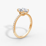 Load image into Gallery viewer, Oval Cut - Pave Band - Classic Engagement Ring- 14 K Gold
