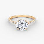 Load image into Gallery viewer, Round Cut - Pave Band - Classic Engagement Ring- 18 K Gold
