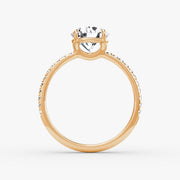 Round Cut - Pave Band - Classic Engagement Ring- 18 K Gold