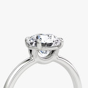 Round Cut - Plain Band - Classic Engagement Ring- 18 K Gold