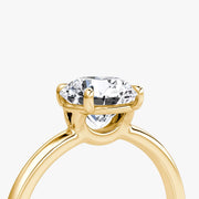 Round Cut - Plain Band - Classic Engagement Ring- 18 K Gold