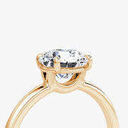 Round Cut - Plain Band - Classic Engagement Ring- 18 K Gold