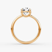 Round Cut - Plain Band - Classic Engagement Ring- 18 K Gold