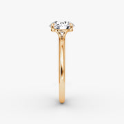 Round Cut - Plain Band - Classic Engagement Ring- 18 K Gold