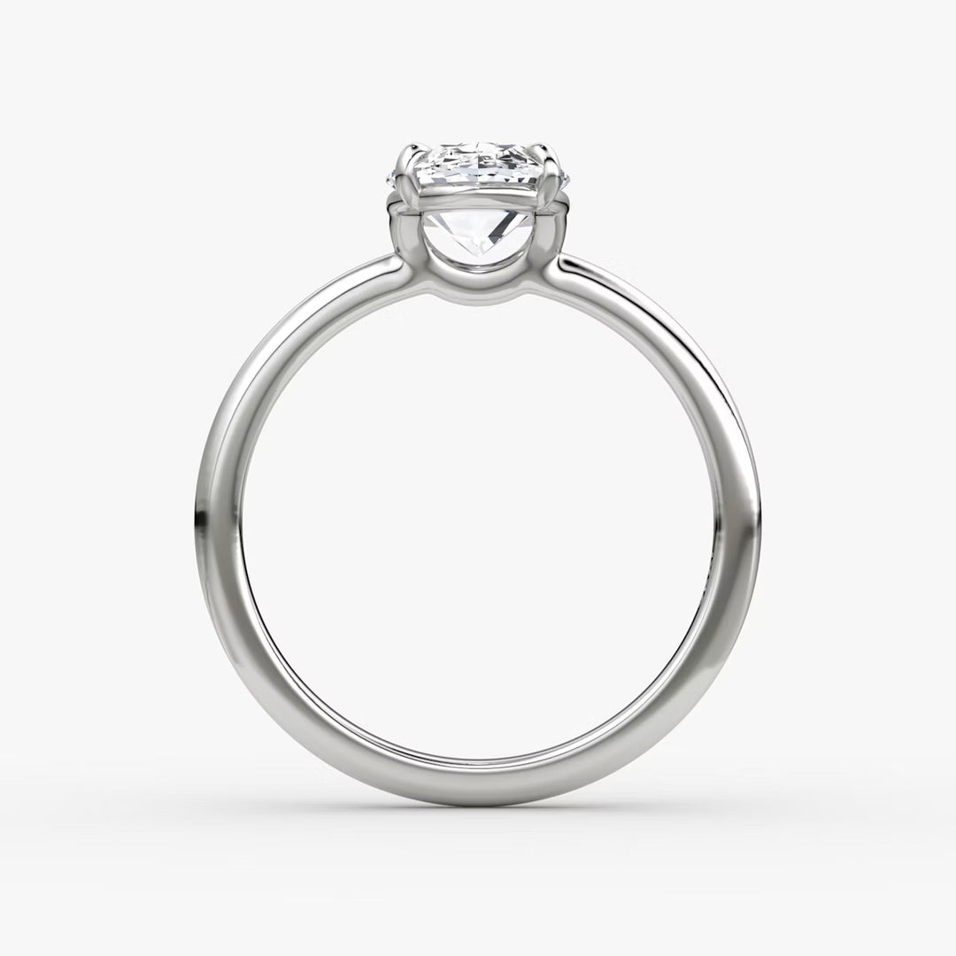 Oval Cut - Plain Band - Classic Engagement Ring- 14 K Gold