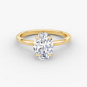 Oval Cut - Plain Band - Classic Engagement Ring- 14 K Gold
