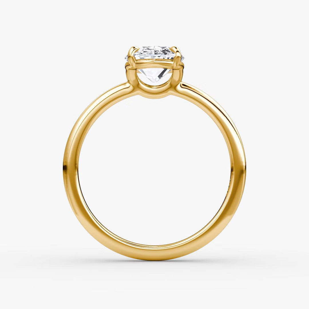 Oval Cut - Plain Band - Classic Engagement Ring- 14 K Gold