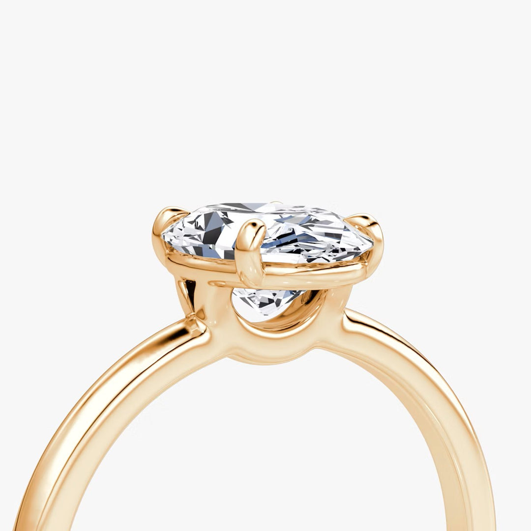 Oval Cut - Plain Band - Classic Engagement Ring- 14 K Gold