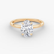 Oval Cut - Plain Band - Classic Engagement Ring- 14 K Gold