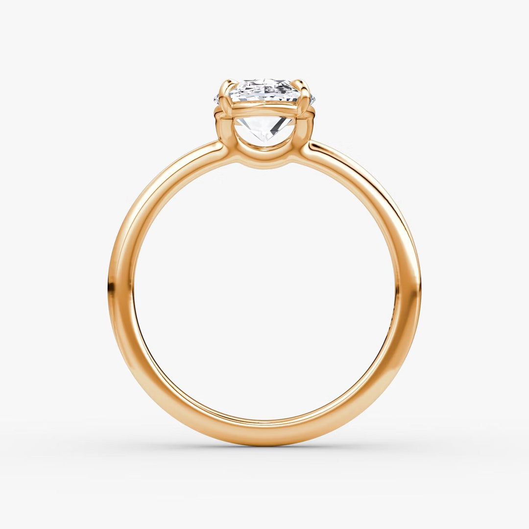 Oval Cut - Plain Band - Classic Engagement Ring- 14 K Gold