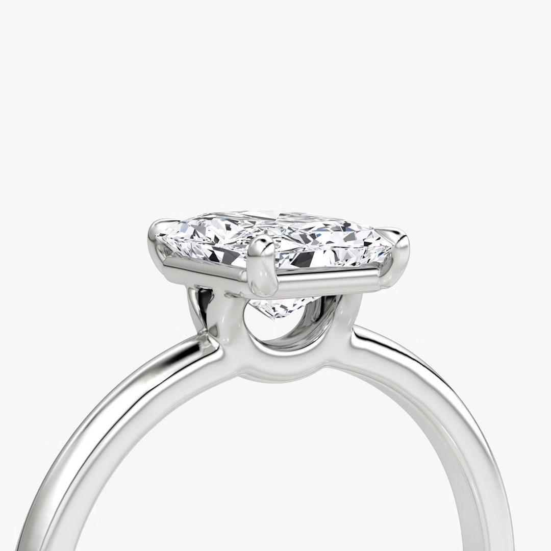 Radiant Cut - Plain Band - Classic Engagement Ring- 14 K Gold