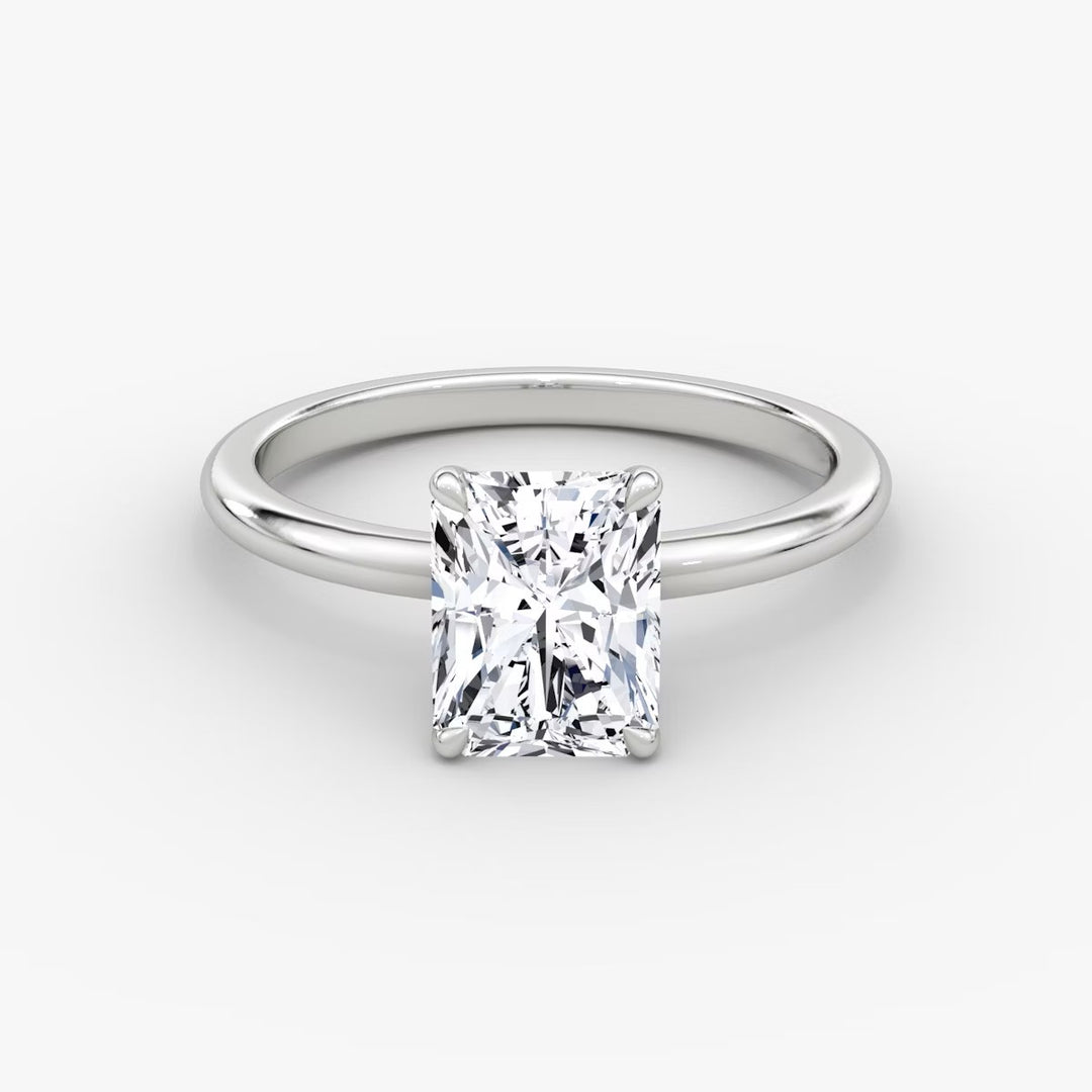 Radiant Cut - Plain Band - Classic Engagement Ring- 14 K Gold