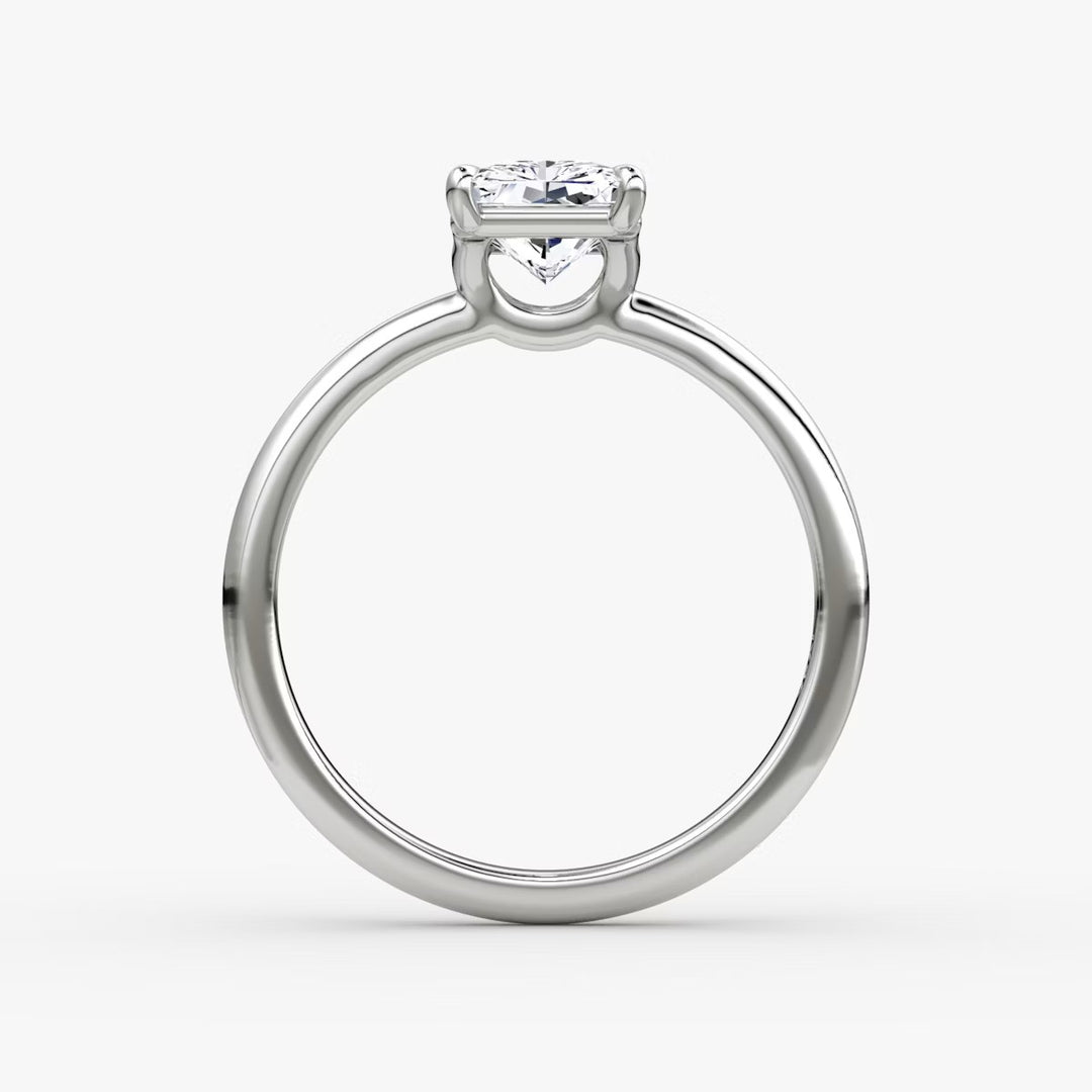 Radiant Cut - Plain Band - Classic Engagement Ring- 14 K Gold