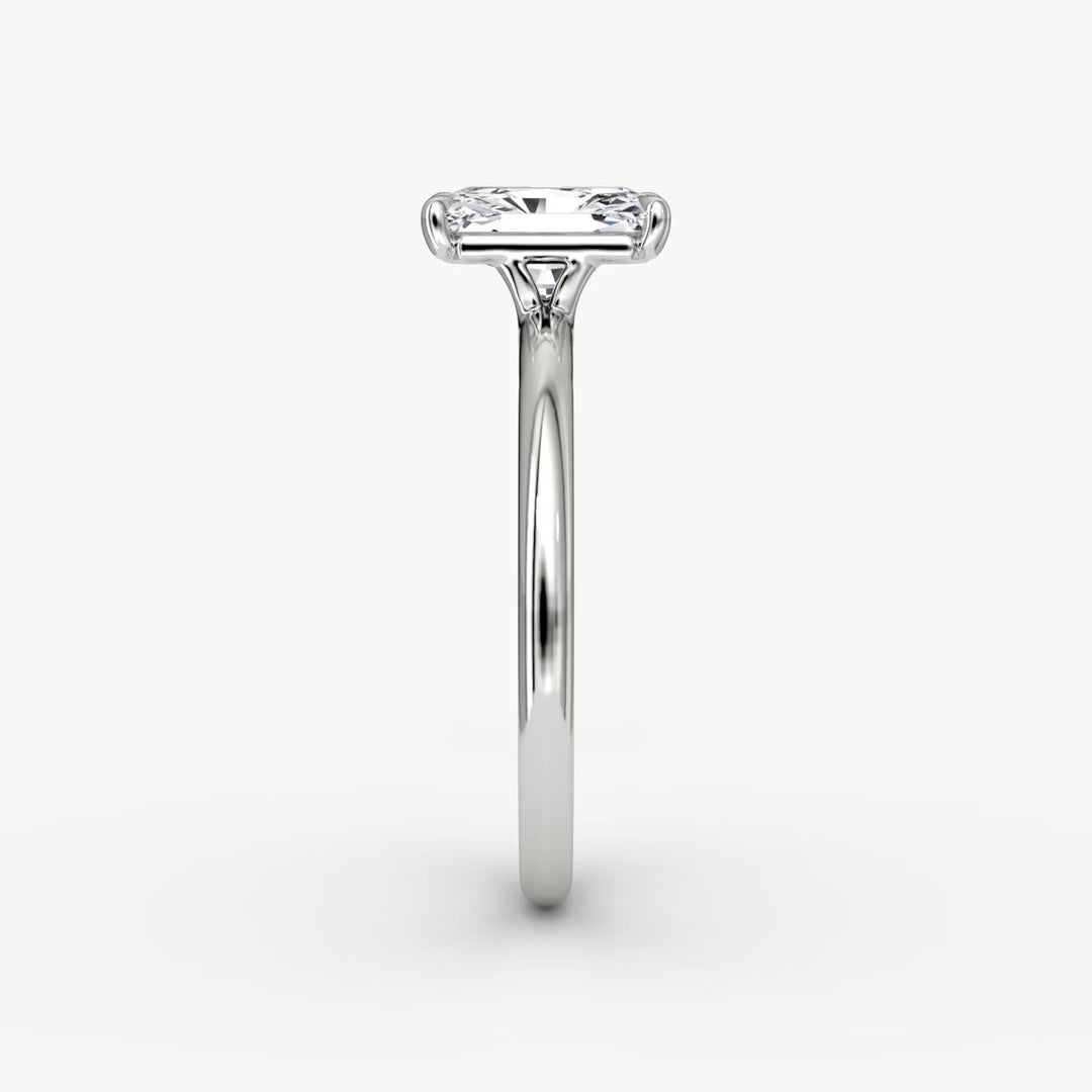 Radiant Cut - Plain Band - Classic Engagement Ring- 14 K Gold