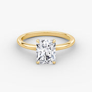 Radiant Cut - Plain Band - Classic Engagement Ring- 14 K Gold