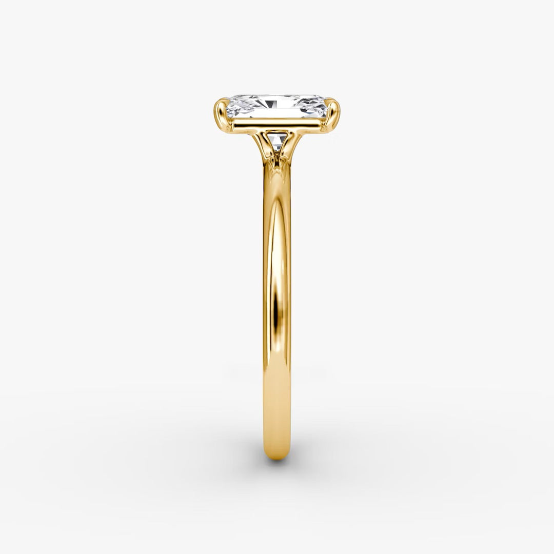 Radiant Cut - Plain Band - Classic Engagement Ring- 14 K Gold