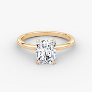 Radiant Cut - Plain Band - Classic Engagement Ring- 14 K Gold