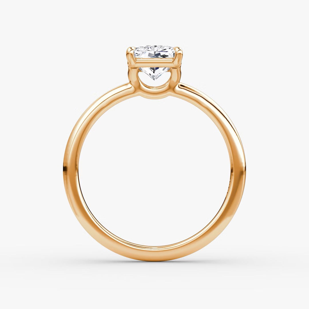 Radiant Cut - Plain Band - Classic Engagement Ring- 14 K Gold