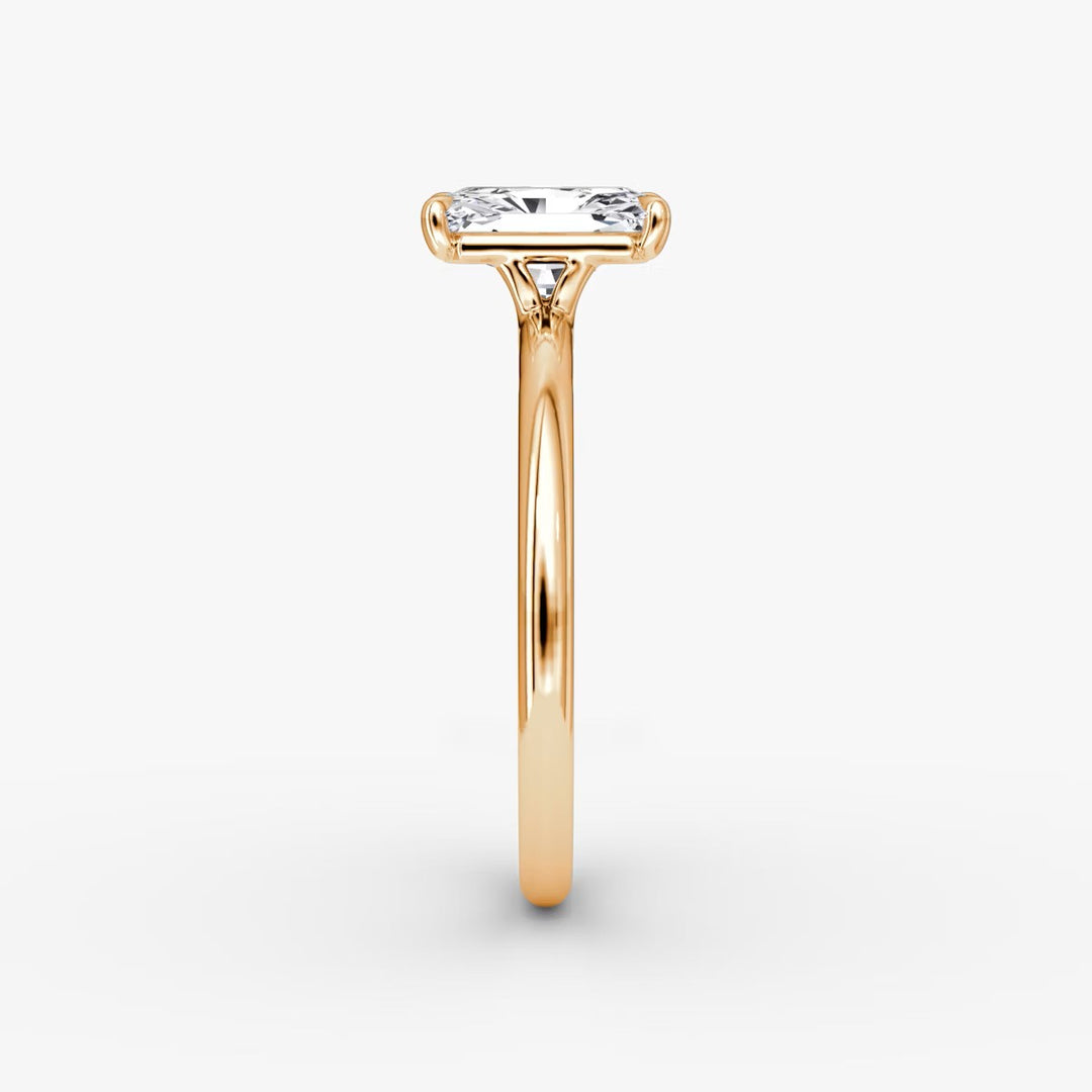 Radiant Cut - Plain Band - Classic Engagement Ring- 14 K Gold