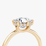 Load image into Gallery viewer, Round Cut - Plain Band Hidden Halo - Classic Engagement Ring- 14 K Gold
