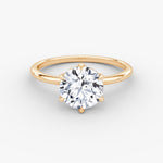 Load image into Gallery viewer, Round Cut - Plain Band Hidden Halo - Classic Engagement Ring- 14 K Gold
