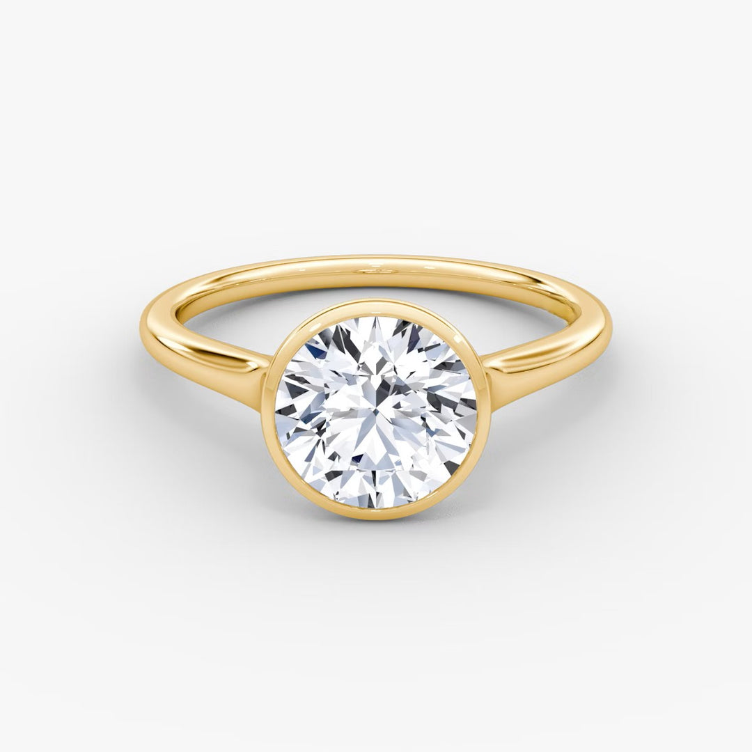 Round Cut - Bezel Ring - 14 K Gold